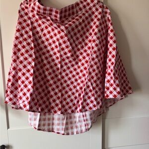 Red and White cat houndstooth Flared Women's Skirt